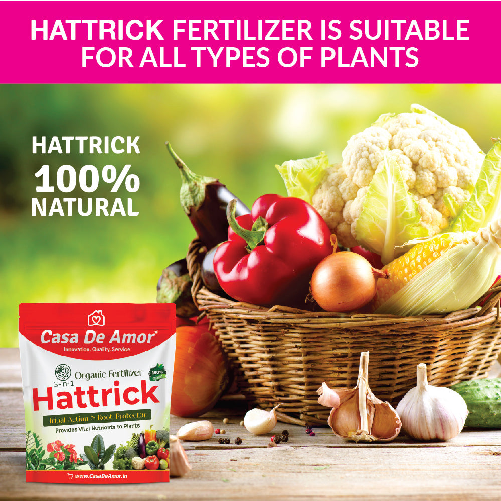 Hattrick, A Complete 100% Natural- Plant Bio-Fertilizer with 3 in 1 Action