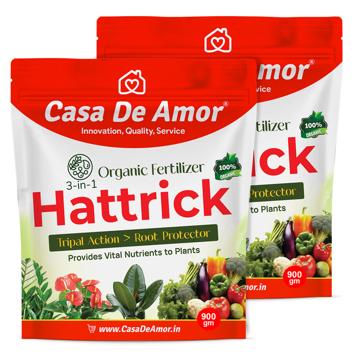 Hattrick, A Complete 100% Natural- Plant Bio-Fertilizer with 3 in 1 Action
