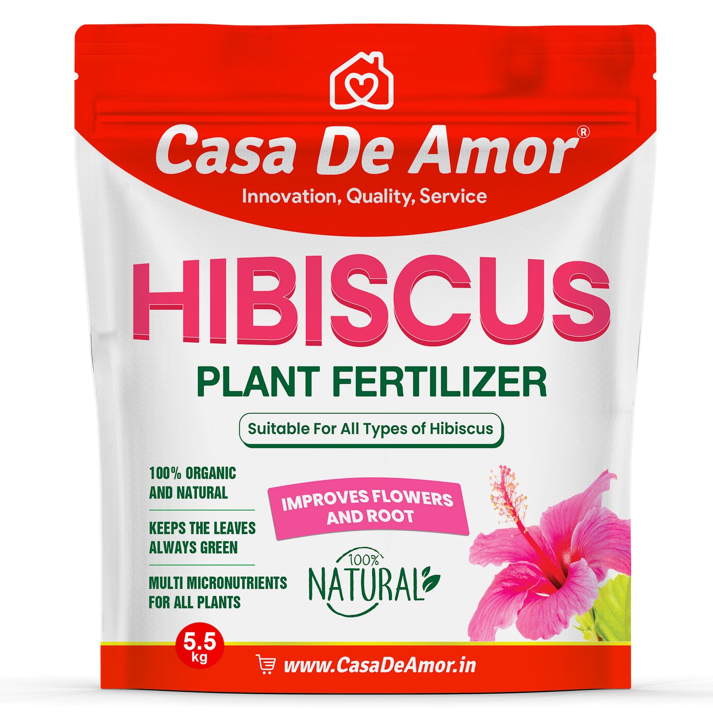 Casa De Amor Organic Hibiscus (Gudhal) Plant Fertilizer for Flowering, Bright Leaves, Healthy Stems and Strong Roots