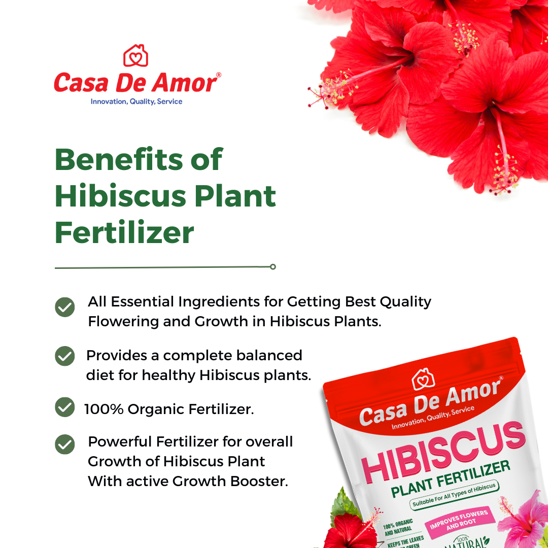 Casa De Amor Organic Hibiscus (Gudhal) Plant Fertilizer for Flowering, Bright Leaves, Healthy Stems and Strong Roots