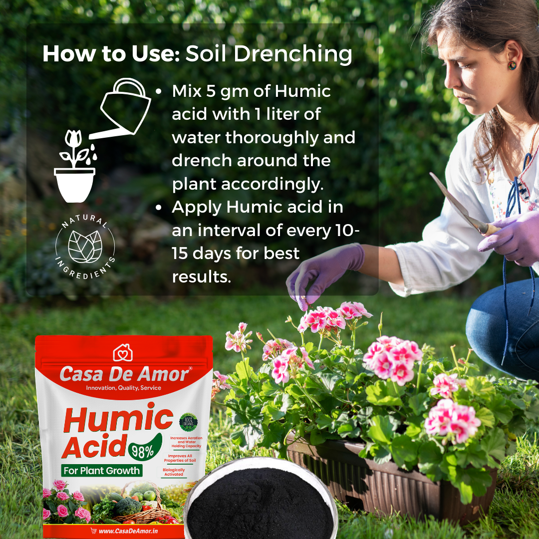 Casa De Amor Organic Humic Acid 98 (Water Soluble) for Plants, Natural Plant Growth Stimulator, Improves Plant Root System