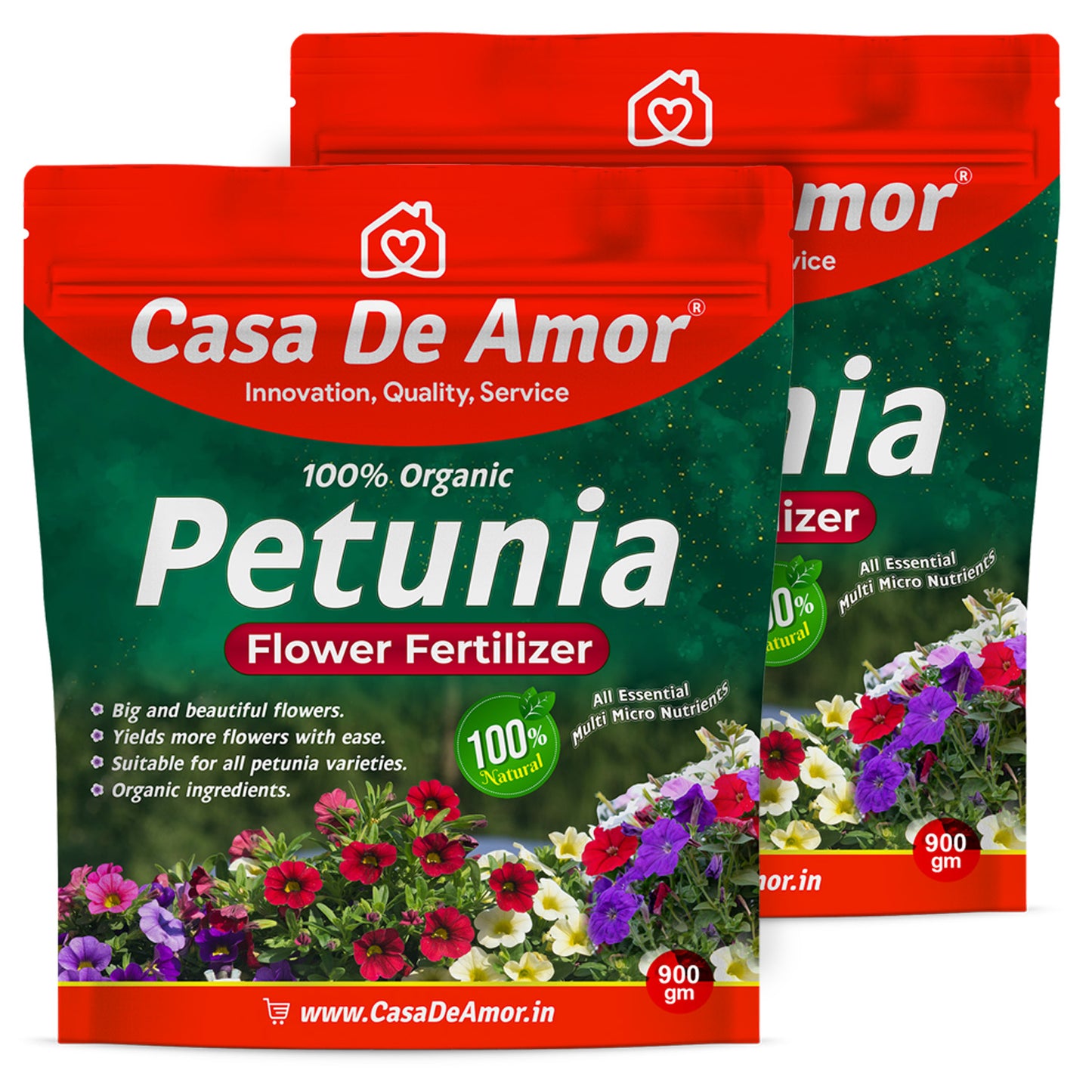Casa De Amor Organic Petunia Flower Plant Fertilizer for Lush Blooms and Vibrant Colors (900 gm)