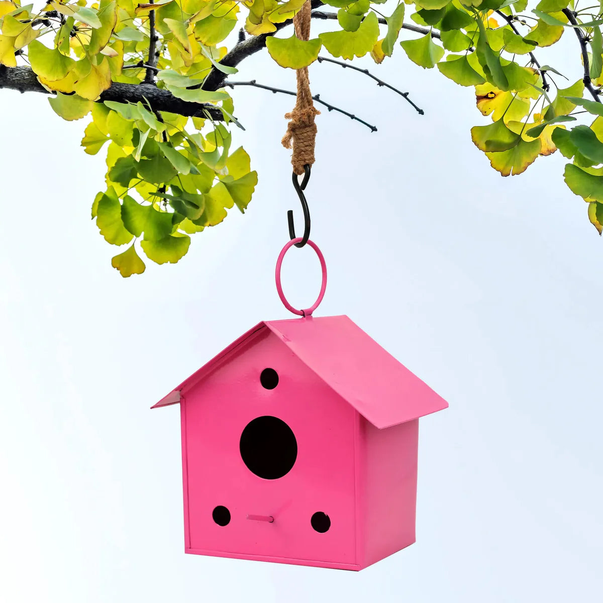 Metal Hanging Bird House & Feeder for Gardens