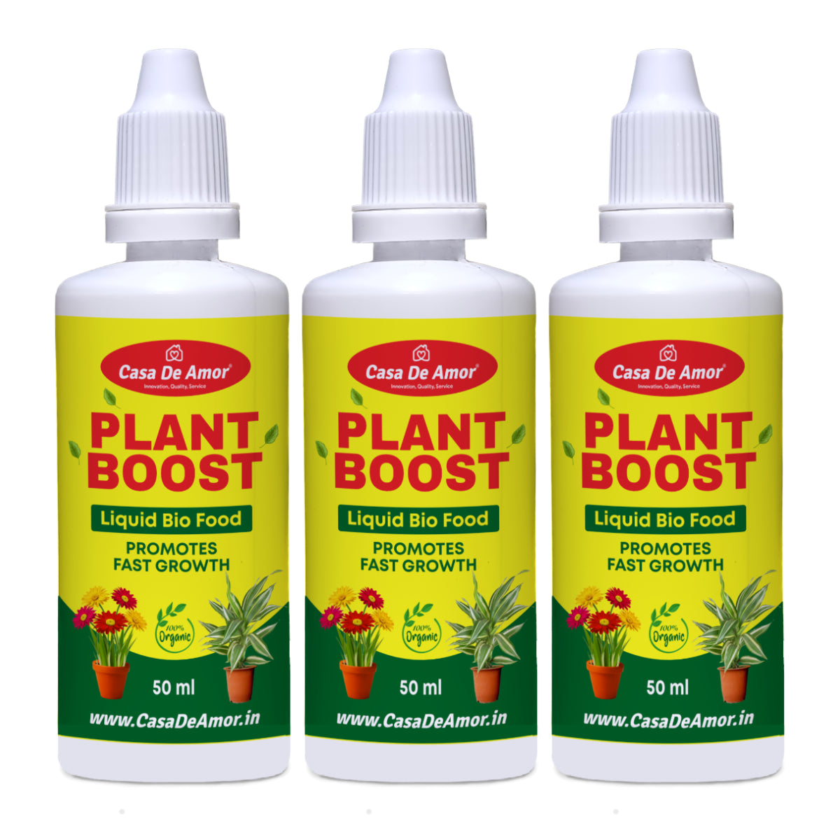 Casa De Amor Plant Boost Liquid Bio Food (3 x 50ml) | Organic Growth Booster for Faster, Healthier Plants | Ideal for Vegetables, Flowers, Herbs & Indoor Plants