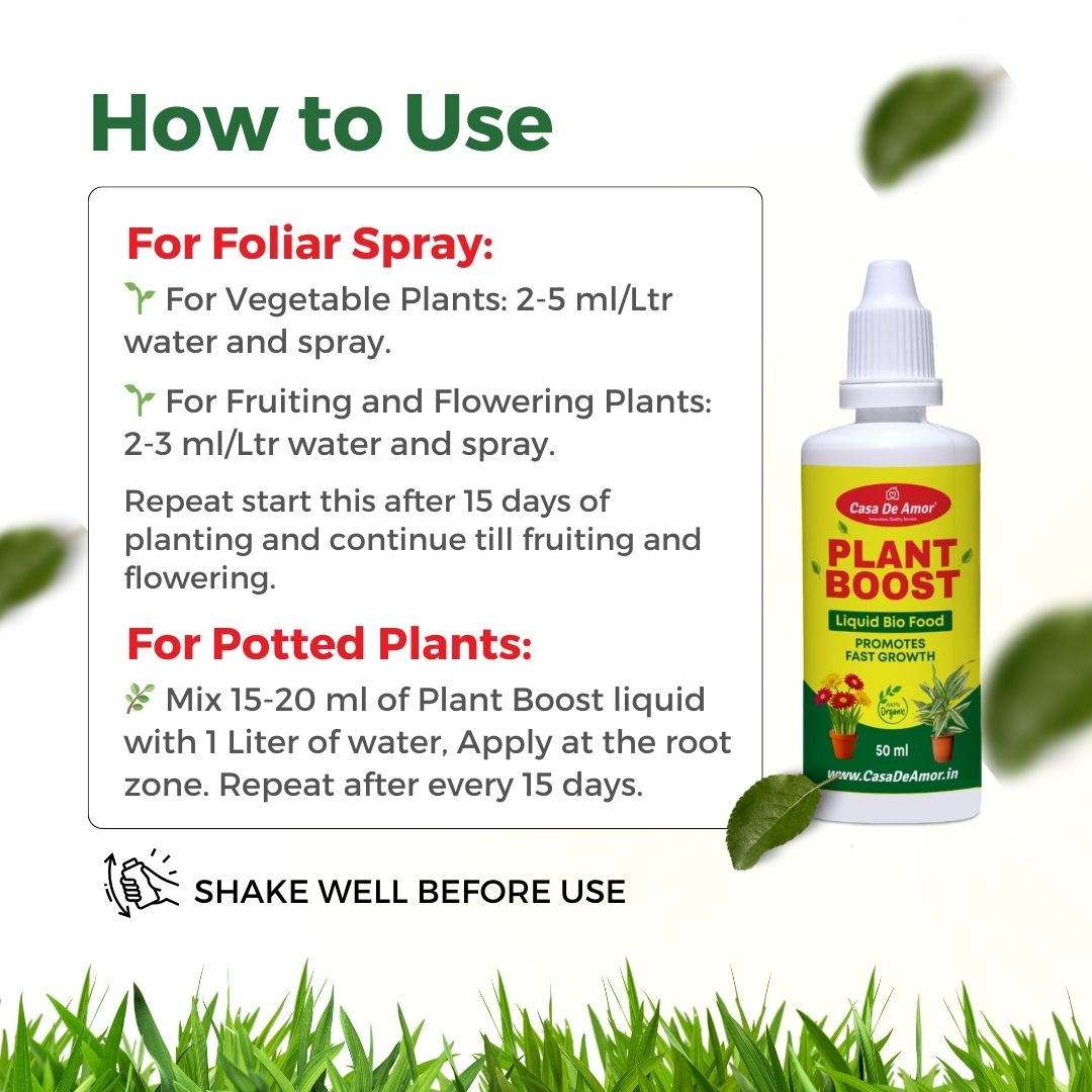 Casa De Amor Plant Boost Liquid Bio Food (3 x 50ml) | Organic Growth Booster for Faster, Healthier Plants | Ideal for Vegetables, Flowers, Herbs & Indoor Plants