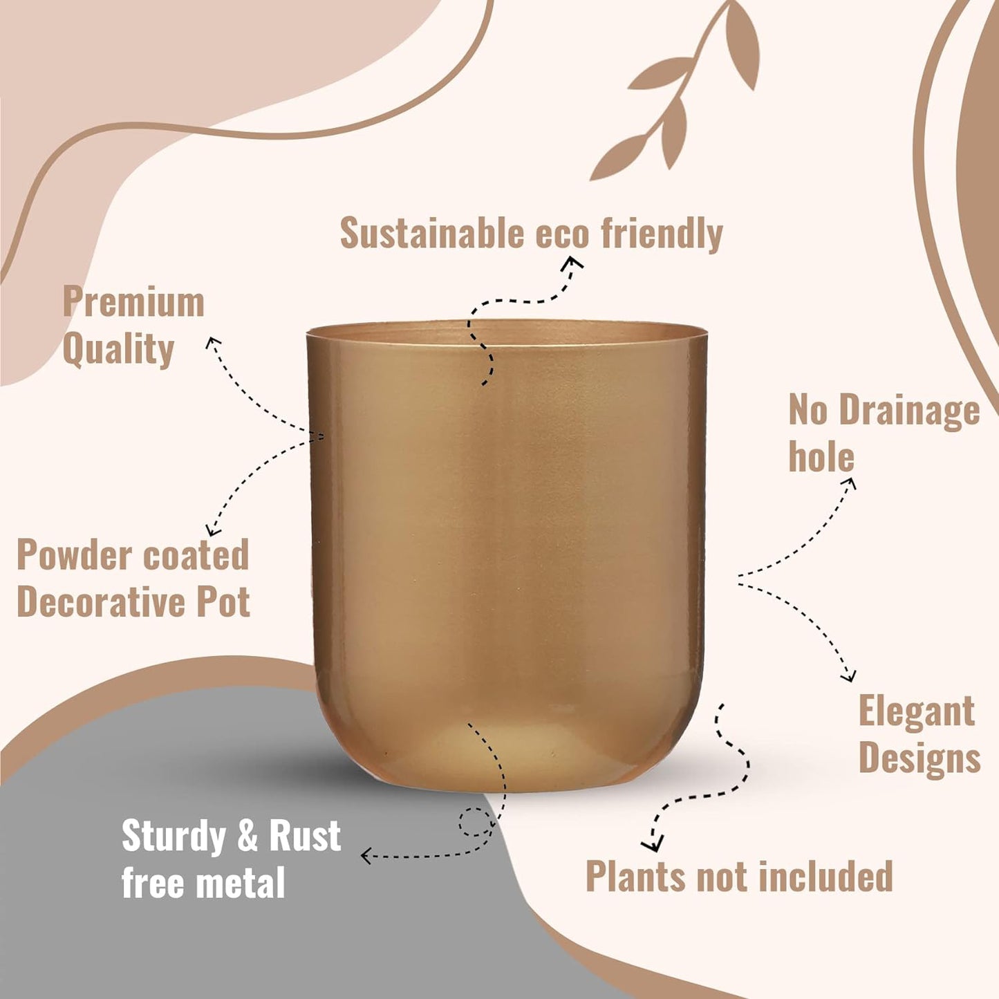 Casa De Amor Round Metal Planter for Home Decor (4.3 inches/Pack of 2)