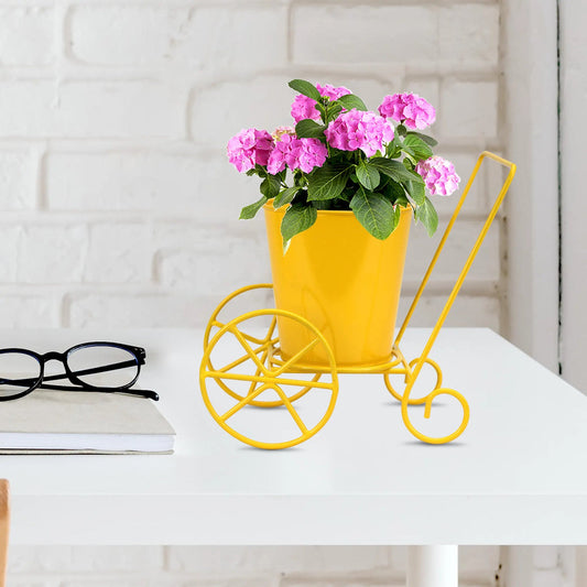 Casa De Amor Table Top Metal Planter on Wheel | Living Room Decor | Flower Pot Stand for Office Decor