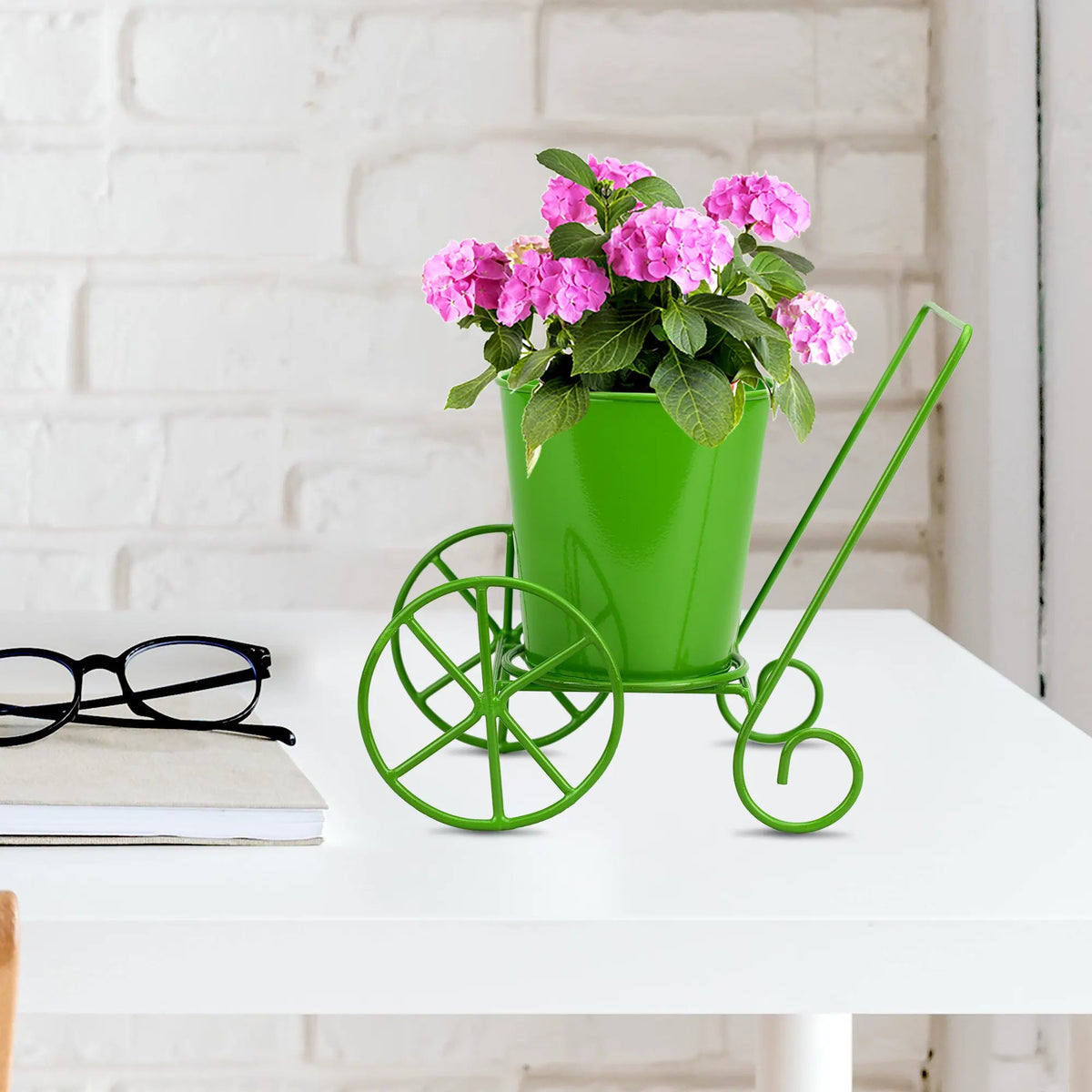 Casa De Amor Table Top Metal Planter on Wheel | Living Room Decor | Flower Pot Stand for Office Decor