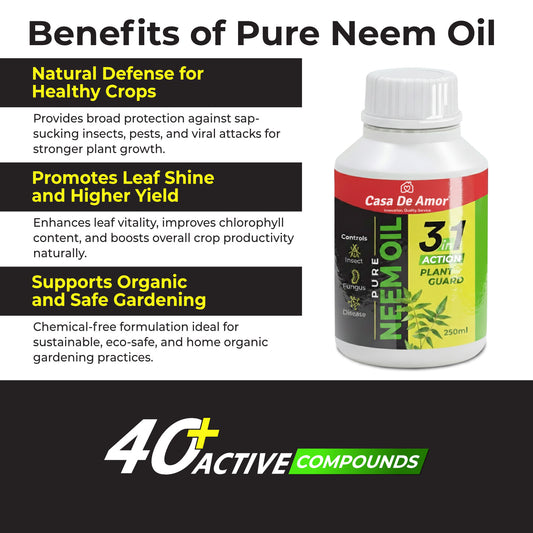 Casa De Amor Water Soluble Neem Oil for Plants 250ml | Natural Pest Control, Controls Aphids, Mites, Whiteflies & Fungal Diseases