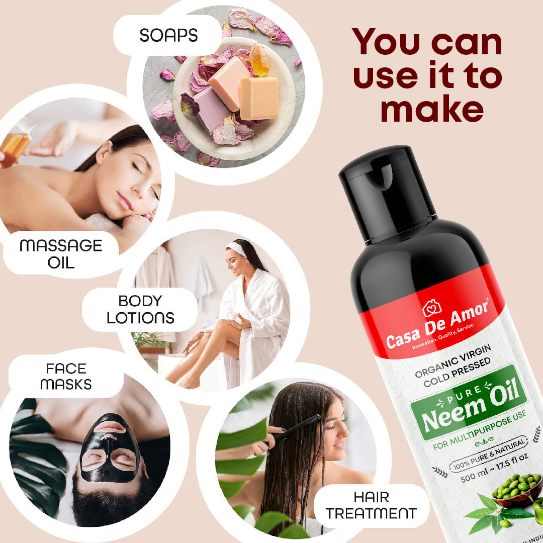 Casa De Amor 100% Pure Cold Pressed Neem Oil for Hair and Skin Care (Multipurpose Use)