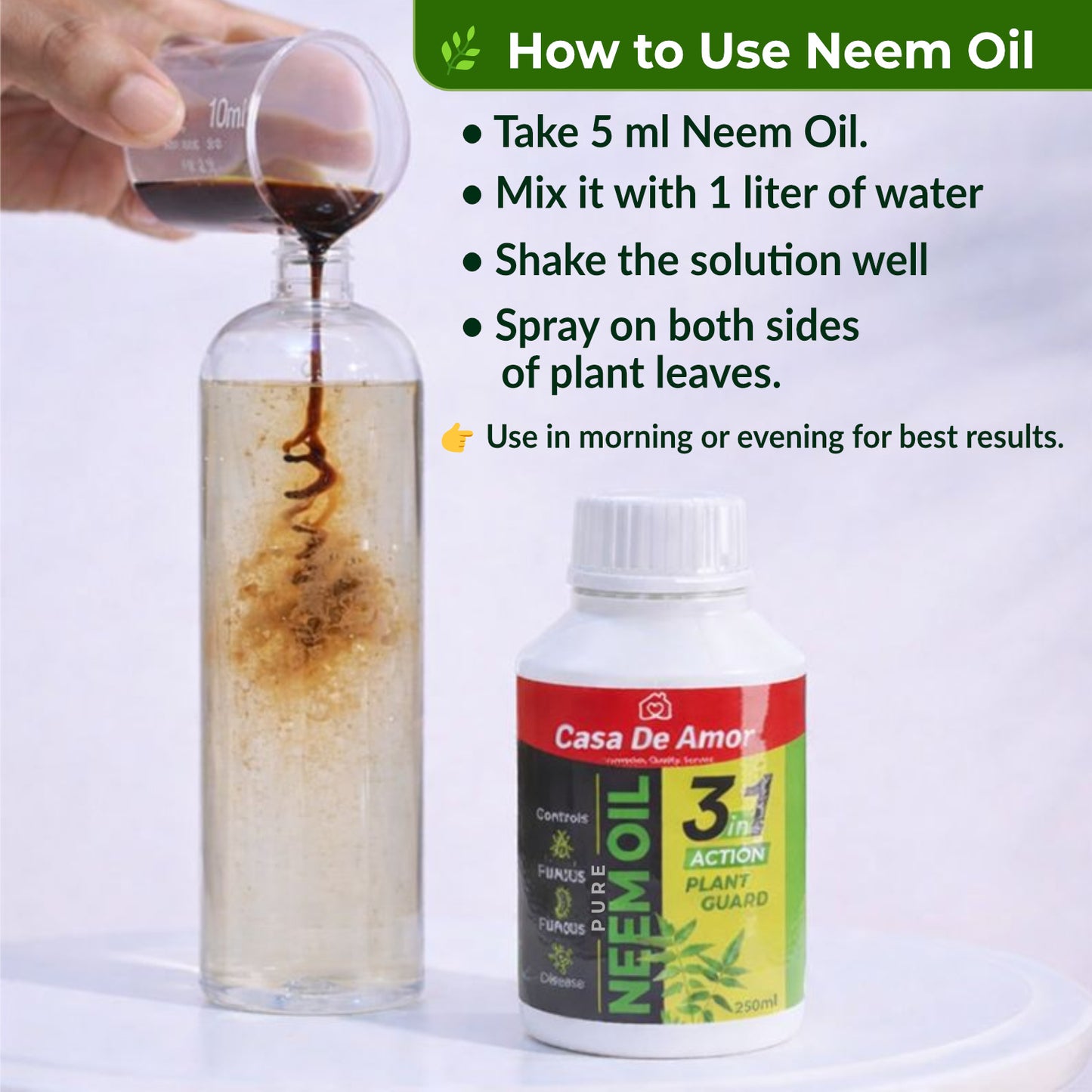 Casa De Amor Water Soluble Neem Oil for Plants 250ml | Natural Pest Control, Controls Aphids, Mites, Whiteflies & Fungal Diseases