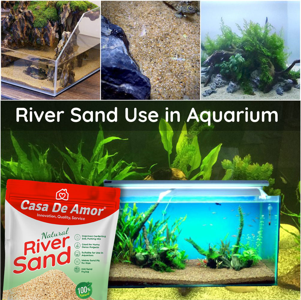 Casa De Amor Natural River Sand | Aquarium Sand Substrate | Pure Organic Plants Soil Mix Additive Adenium Cactus Succulent Bonsai | Use in Havan Pujan