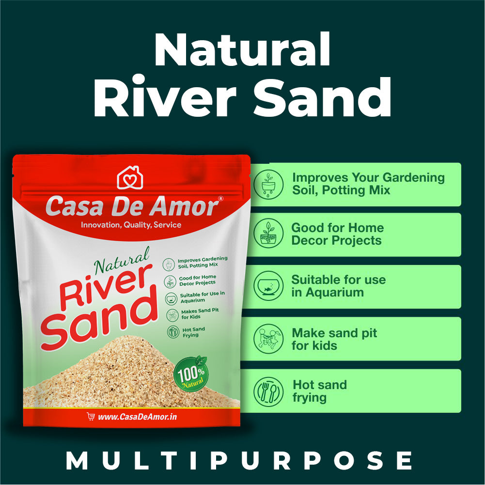 Casa De Amor Natural River Sand | Aquarium Sand Substrate | Pure Organic Plants Soil Mix Additive Adenium Cactus Succulent Bonsai | Use in Havan Pujan