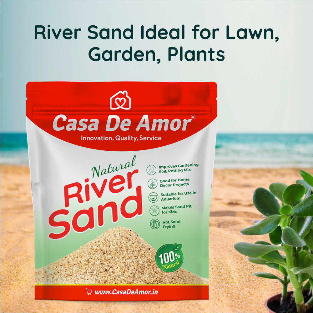 Casa De Amor Natural River Sand | Aquarium Sand Substrate | Pure Organic Plants Soil Mix Additive Adenium Cactus Succulent Bonsai | Use in Havan Pujan