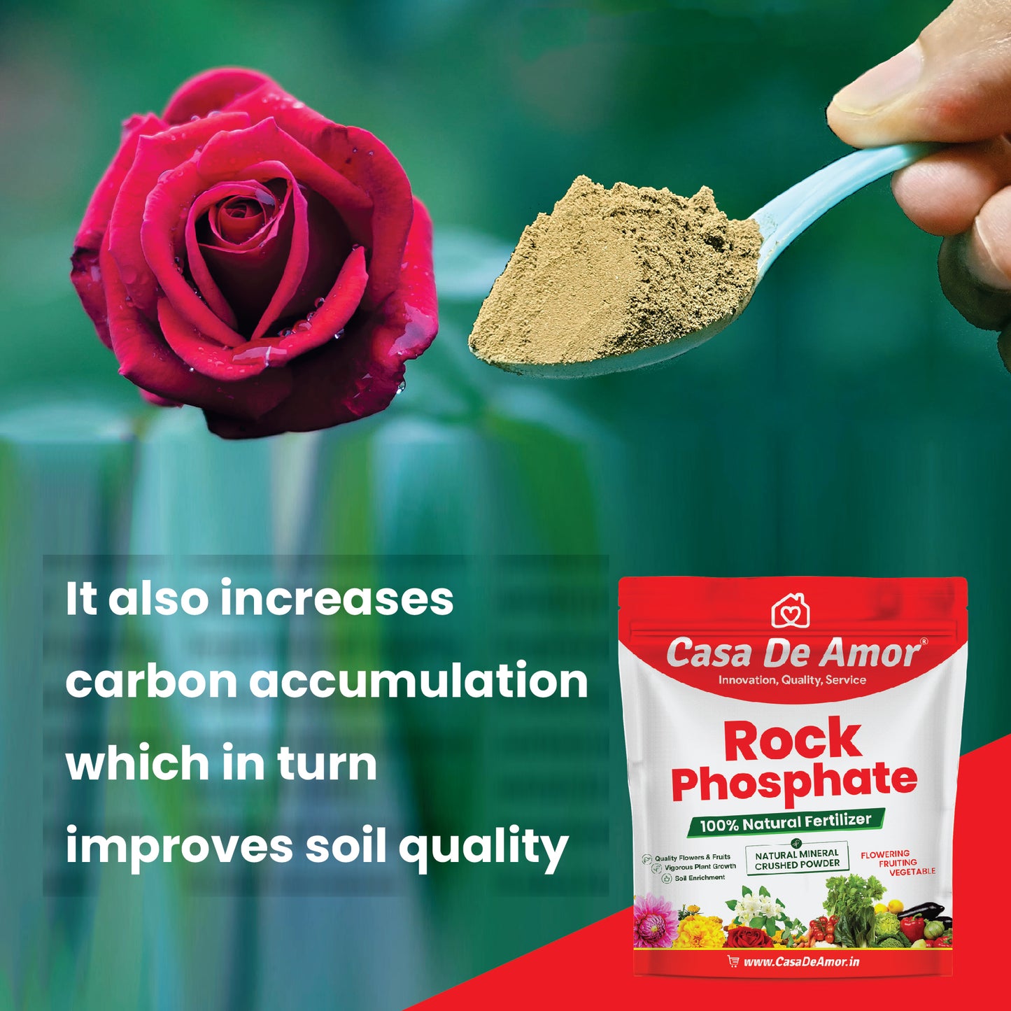 Casa De Amor Natural & Mineral Rock Phosphate Fertilizer All Purpose Crushed Powder for Fruiting and Flowering Plants