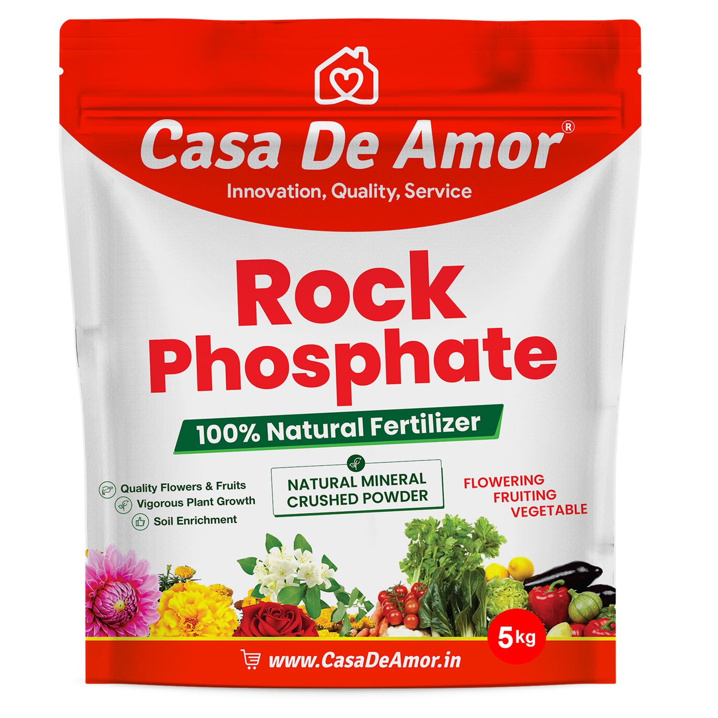 Casa De Amor Natural & Mineral Rock Phosphate Fertilizer All Purpose Crushed Powder for Fruiting and Flowering Plants