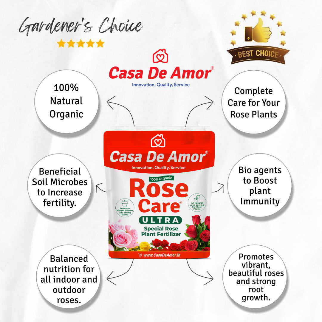 Casa De Amor Organic Rose Care Ultra Fertilizer – for Rose Plants | 100% Natural, Boosts Flowering 40%