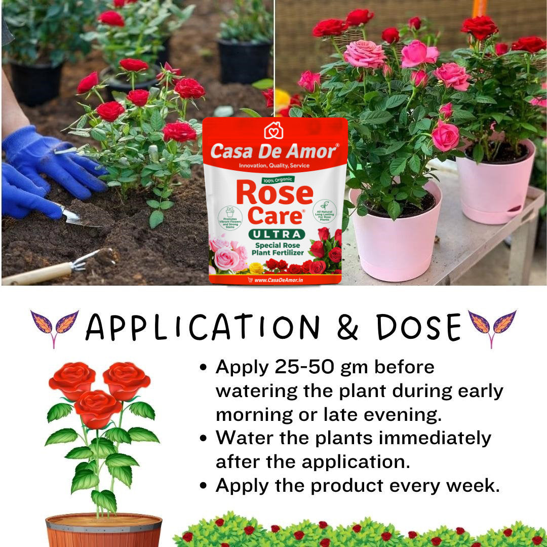 Casa De Amor Organic Rose Care Ultra Fertilizer – for Rose Plants | 100% Natural, Boosts Flowering 40%