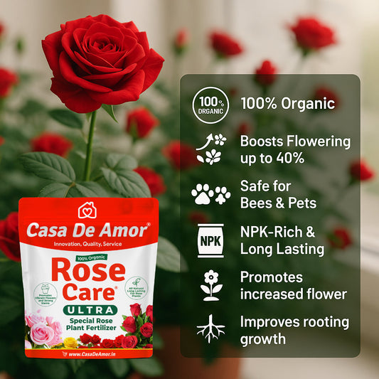 Casa De Amor Organic Rose Care Ultra Fertilizer – for Rose Plants | 100% Natural, Boosts Flowering 40%