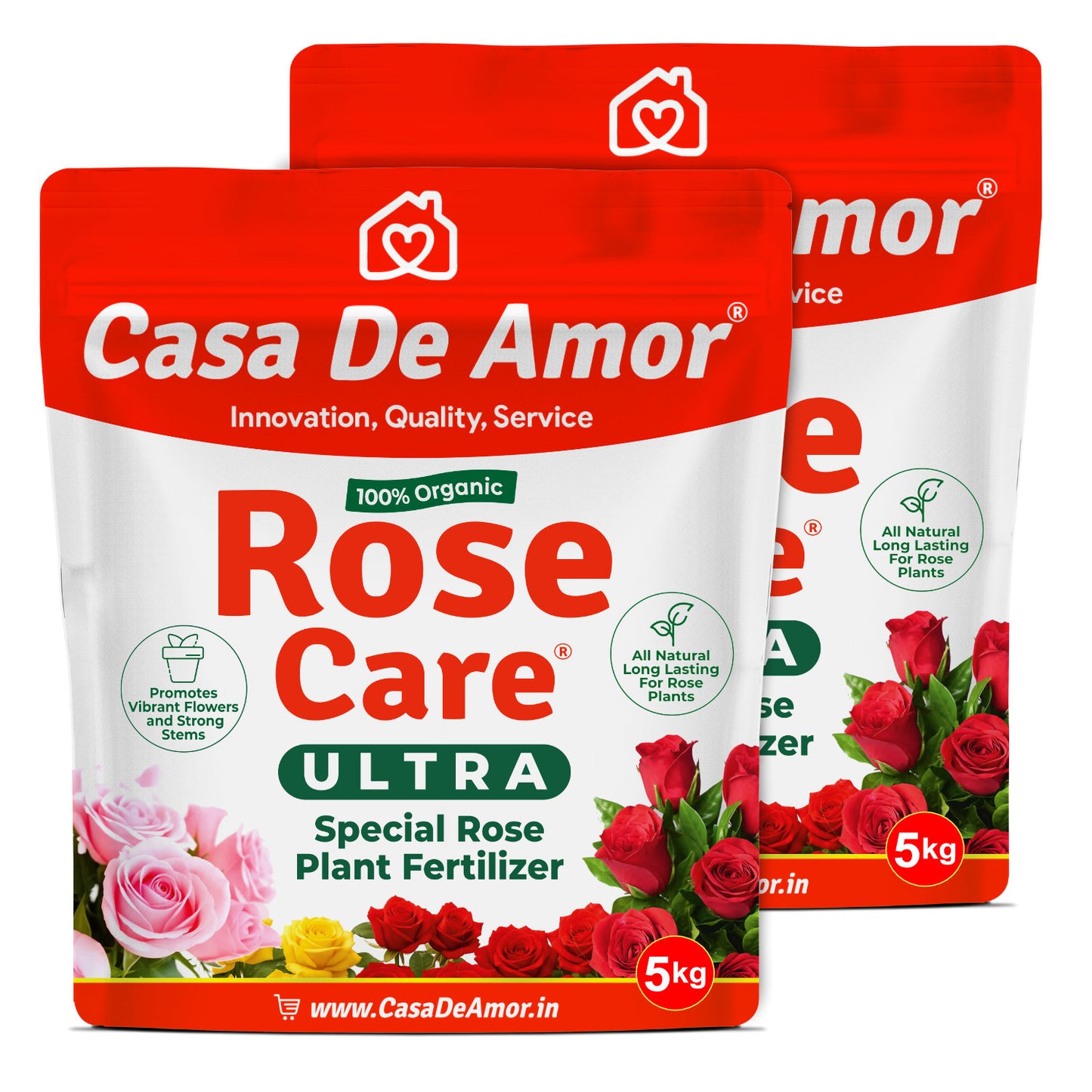 Casa De Amor Organic Rose Care Ultra Fertilizer – for Rose Plants | 100% Natural, Boosts Flowering 40%