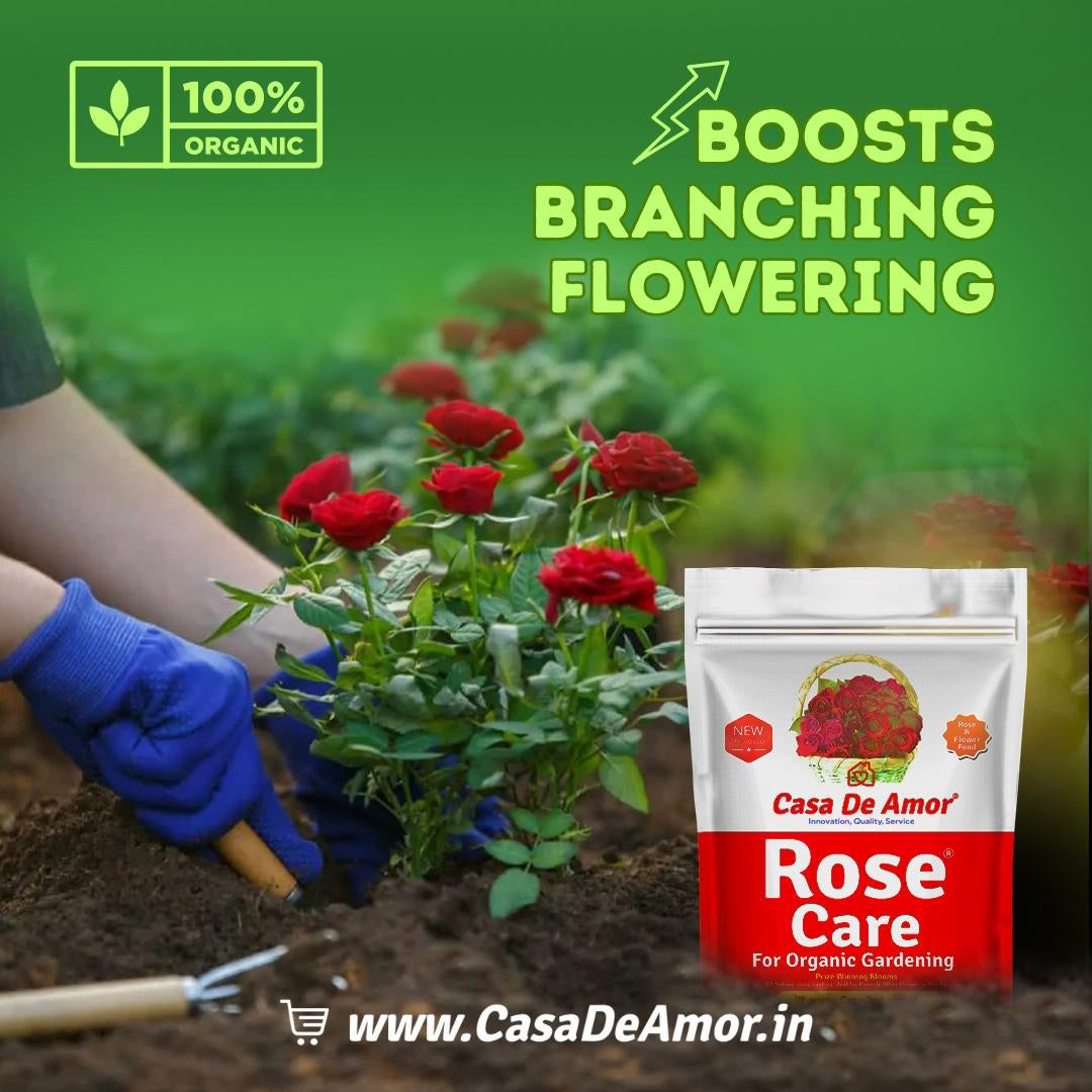 Casa De Amor Rose Care Fertilizer – 100% Organic Bloom & Root Booster for Rose Plants, NPK-Rich, Promotes Vibrant Flowers & Strong Stems