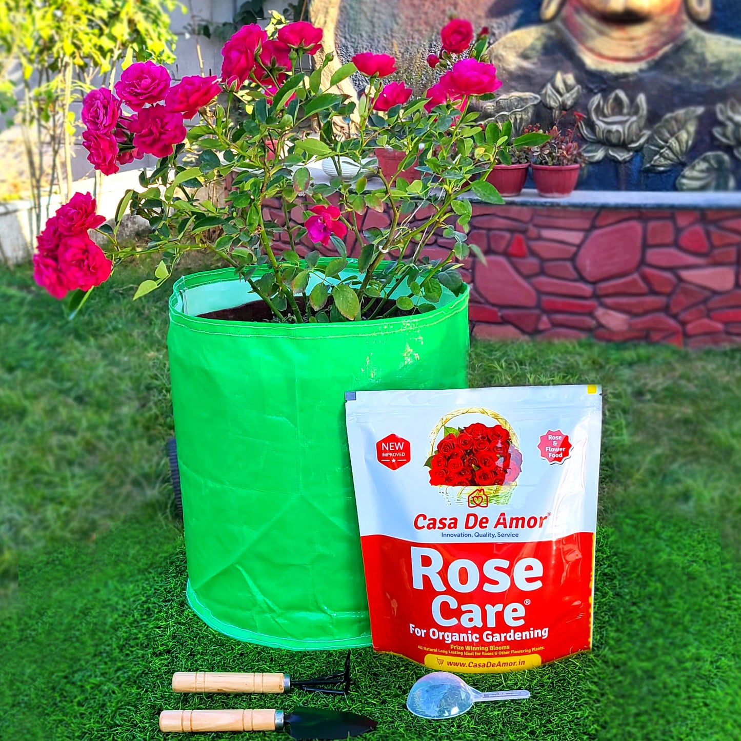 Casa De Amor Rose Care Fertilizer – 100% Organic Bloom & Root Booster for Rose Plants, NPK-Rich, Promotes Vibrant Flowers & Strong Stems