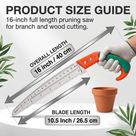 Casa De Amor Garden Pruning Saw 16 Inch, Heavy Duty Hand Saw with Sharp Steel Blade for Tree Branch, Wood Cutting, Pruning, Farming & Outdoor Gardening Use