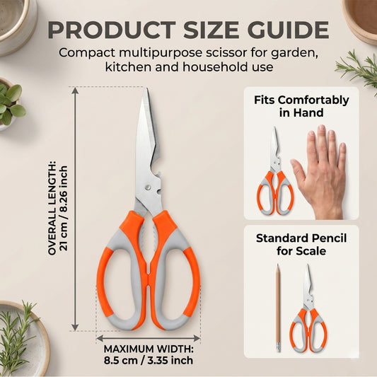 Casa De Amor Plant Cutter Scissor 1 Pc, Stainless Steel Garden Scissors with Comfortable Grip for Plant Cutting, Pruning, Trimming, Kitchen & Household Use