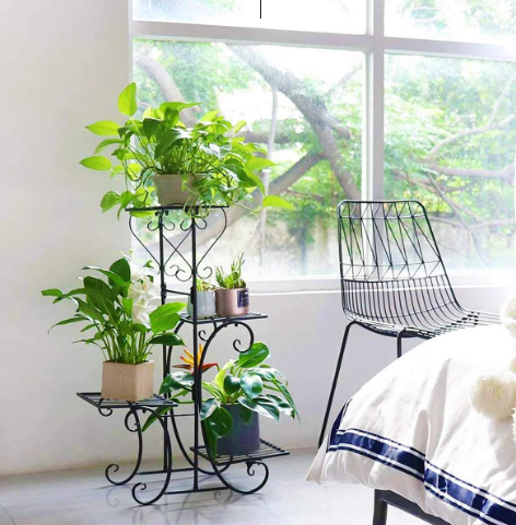 Casa De Amor 4 Tiers Metal Plant Stand for Garden Yard Decor Display