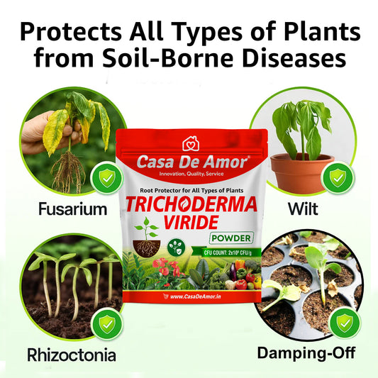 Casa De Amor Trichoderma Bio Fungicide for Plants | Protects from Fungal & Bacterial Diseases | Boosts Plant Immunity & Root Growth (2 x 10⁸ CFU per Gram)