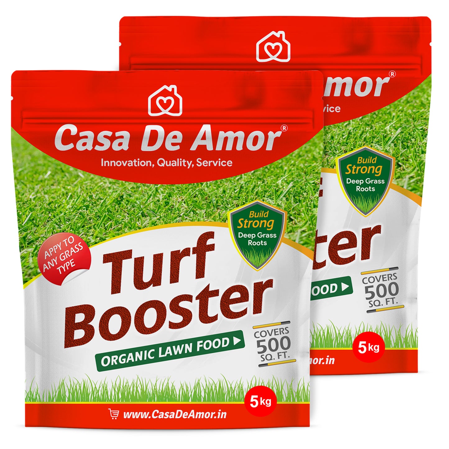 Casa De Amor Turf Booster Lawn Fertilizer Granules, Build Thick-Green Lawns (5 kg Bag Covers 500 sq. ft.)