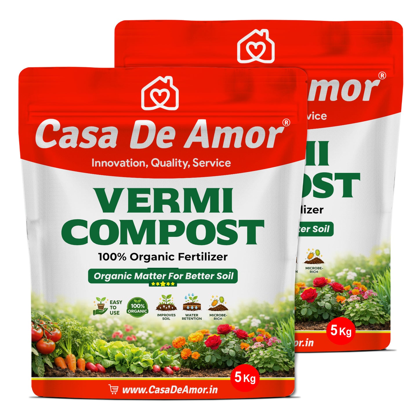 Casa De Amor Vermicompost for Plants | Organic Fertilizer and Manure, Natural Earthworm Compost for Indoor and Outdoor Gardening