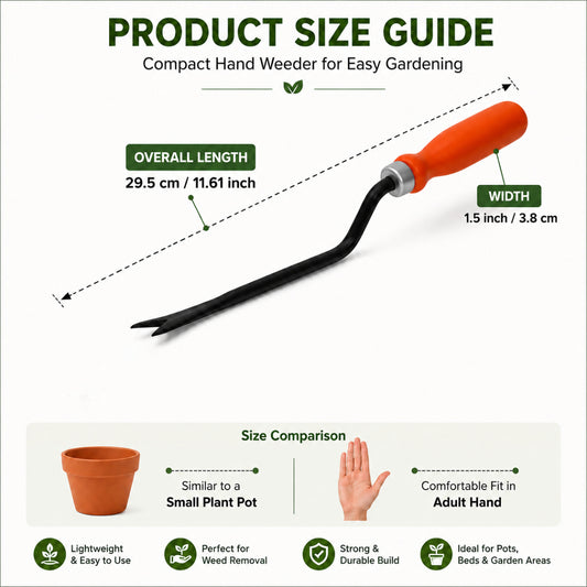 Casa De Amor Garden Weeder 1 Pc, Manual Hand Weeding Tool with Ergonomic Handle for Removing Small Weeds, Soil Loosening, Digging & Gardening Use