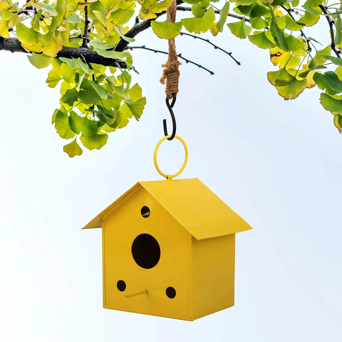 Metal Hanging Bird House & Feeder for Gardens