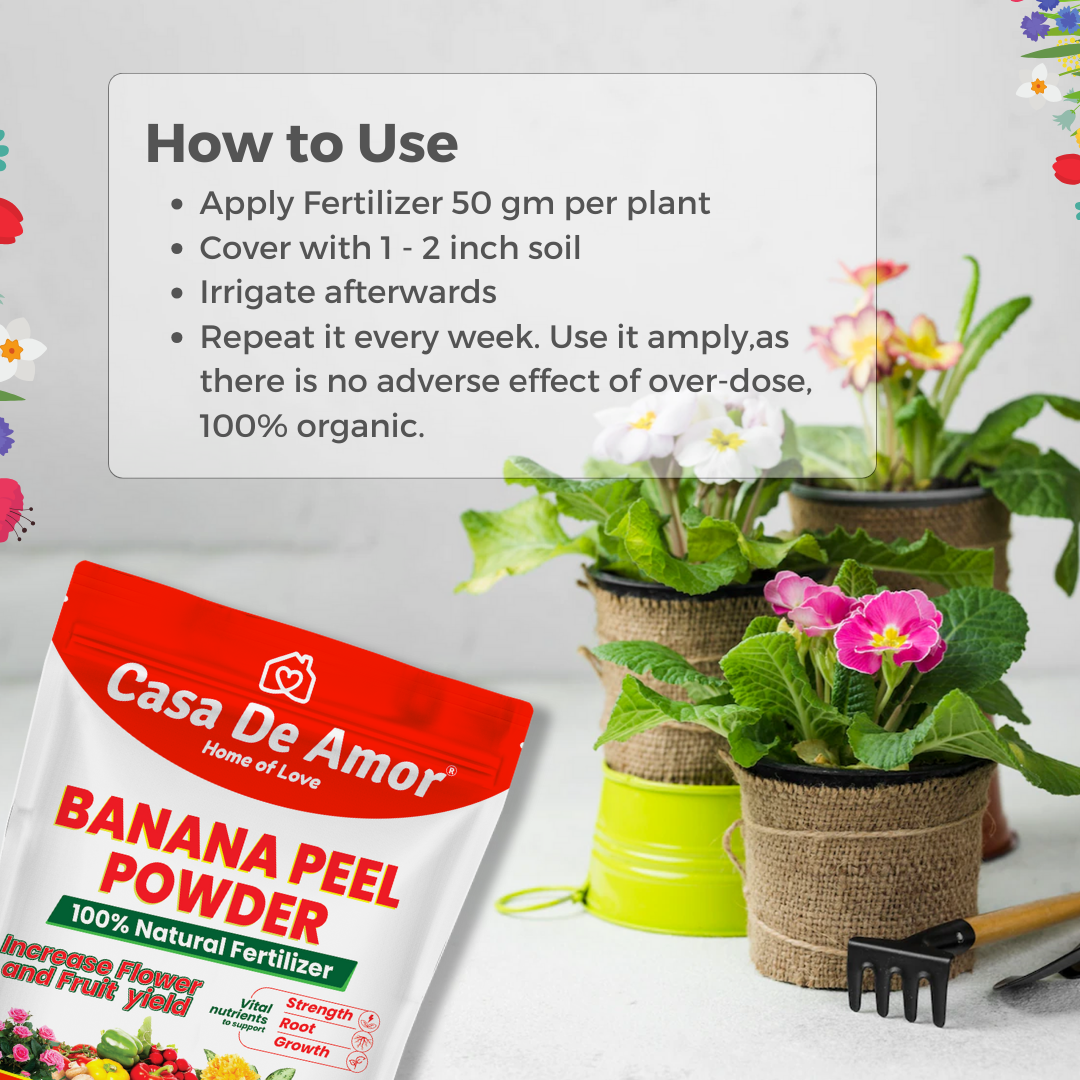 Casa De Amor Banana Peel Powder Fertilizer for Plants, Natural Bloom Booster for Plants and Gardening
