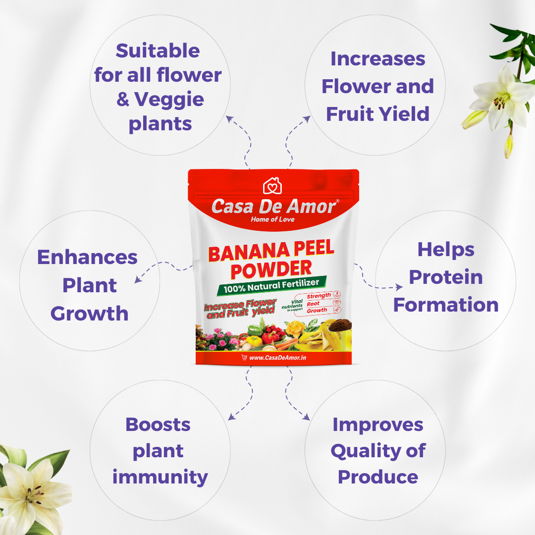 Casa De Amor Banana Peel Powder Fertilizer for Plants, Natural Bloom Booster for Plants and Gardening