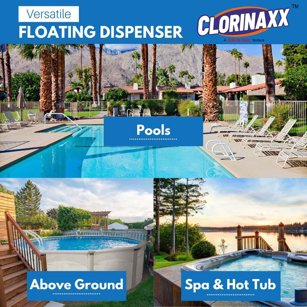 Clorinaxx Swimming Pool Chemical Dispenser, Plastic Swimming Pool Medicine Floating Automatic Cleaning Dispenser Swimming Pool Equipment