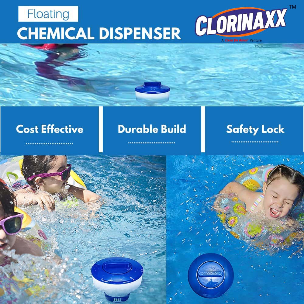 Clorinaxx Swimming Pool Chemical Dispenser, Plastic Swimming Pool Medicine Floating Automatic Cleaning Dispenser Swimming Pool Equipment