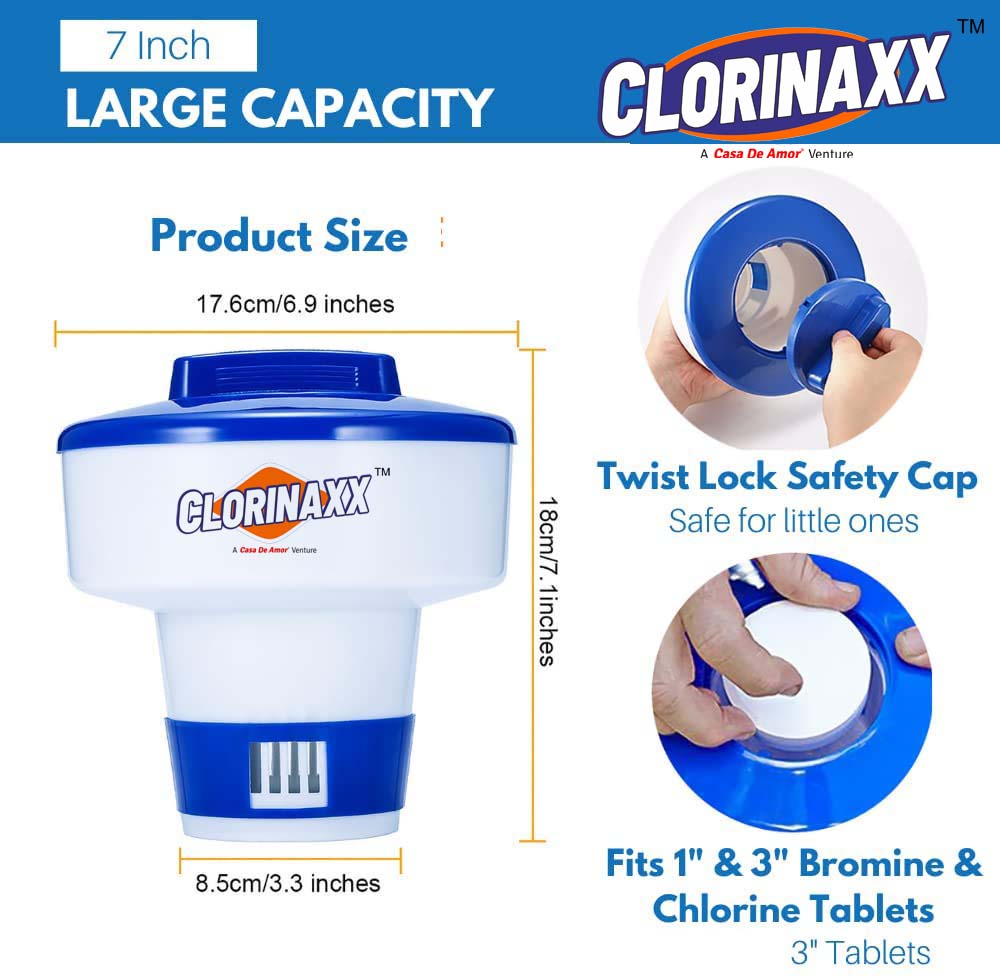 Clorinaxx Swimming Pool Chemical Dispenser, Plastic Swimming Pool Medicine Floating Automatic Cleaning Dispenser Swimming Pool Equipment