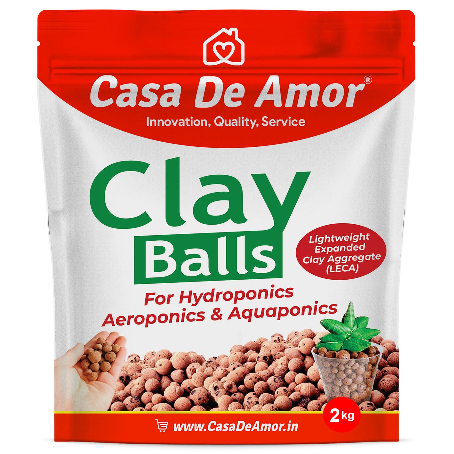 Casa De Amor Clay Balls, Hydrotons, Lightweight Expanded Clay Aggregate (LECA) for Hydroponics, Aeroponics & Aquaponics