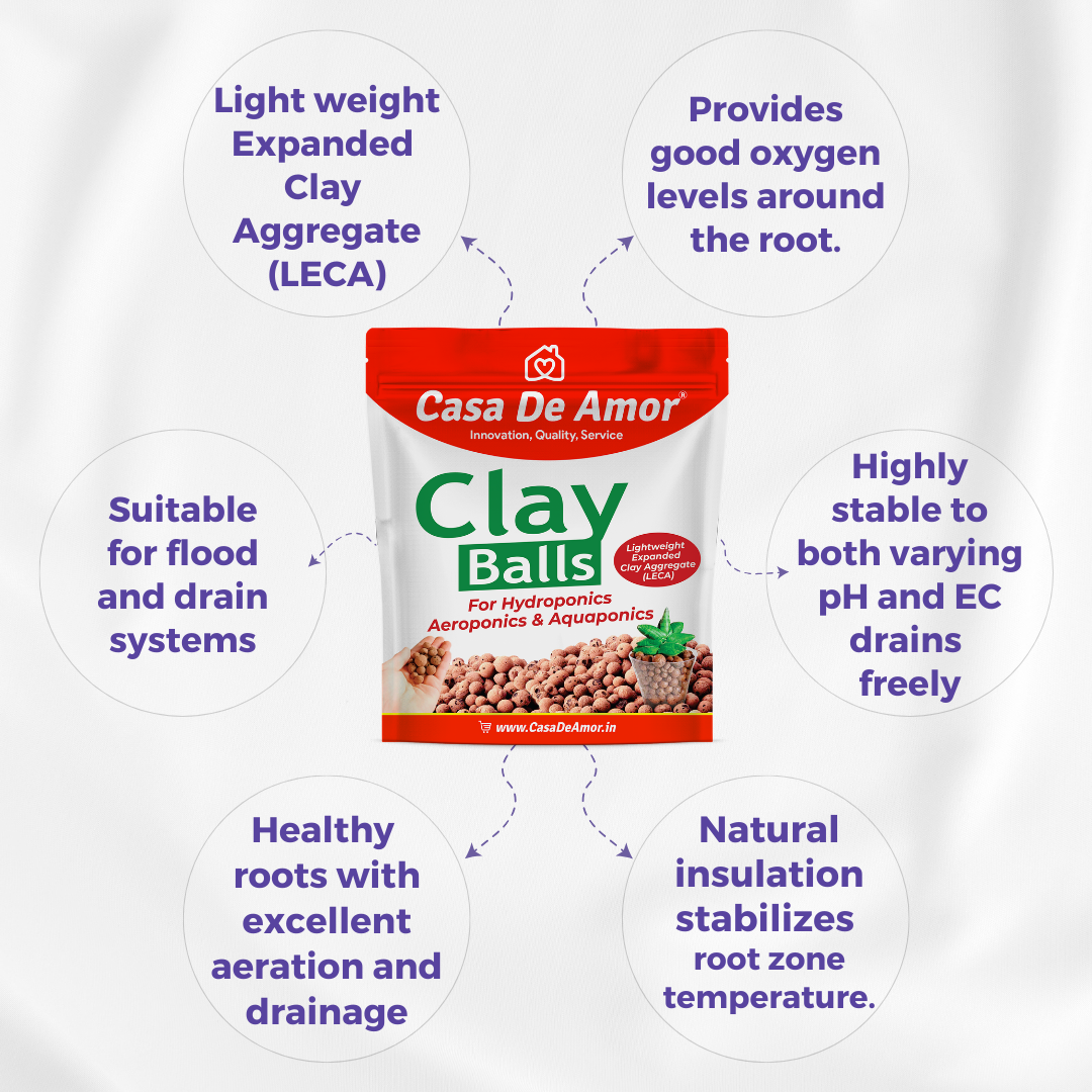 Casa De Amor Clay Balls, Hydrotons, Lightweight Expanded Clay Aggregate (LECA) for Hydroponics, Aeroponics & Aquaponics