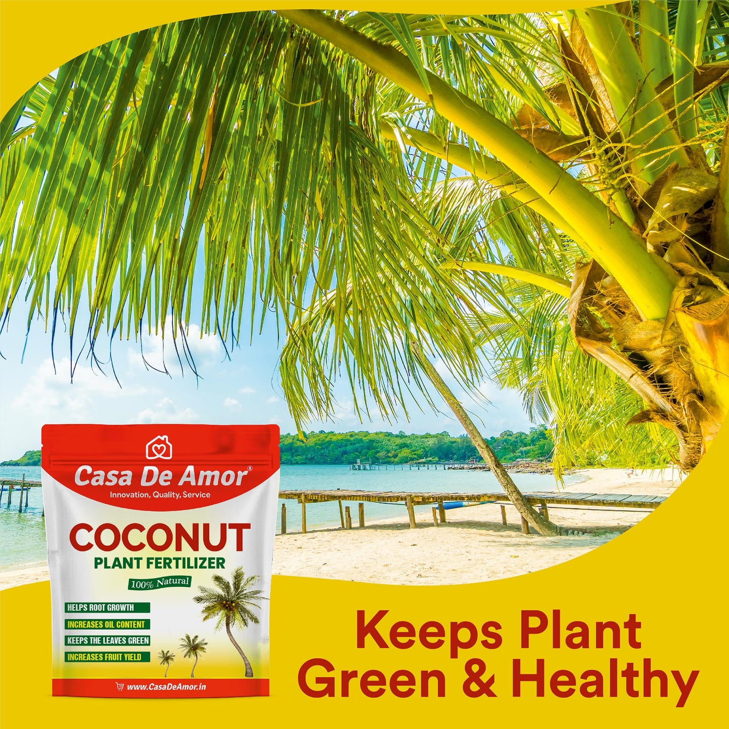 Coconut Plant Fertilizer, 100% Natural, Helps Root Growth and Yield