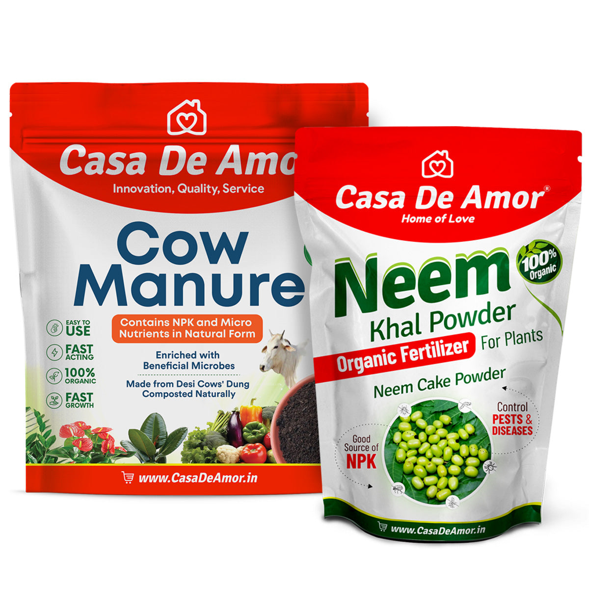Casa De Amor Special Combo Pack- Neem Khal Powder (900 gm)+Organic Cow Manure and Compost (900 gm)