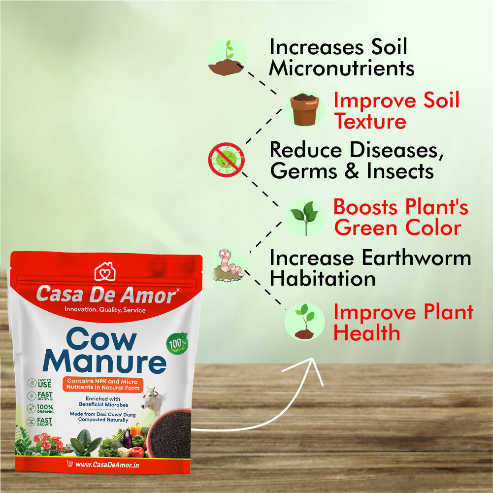 Casa De Amor Cow Manure & Compost Fertilizer for Home Garden Contains NPK & Micro Nutrients