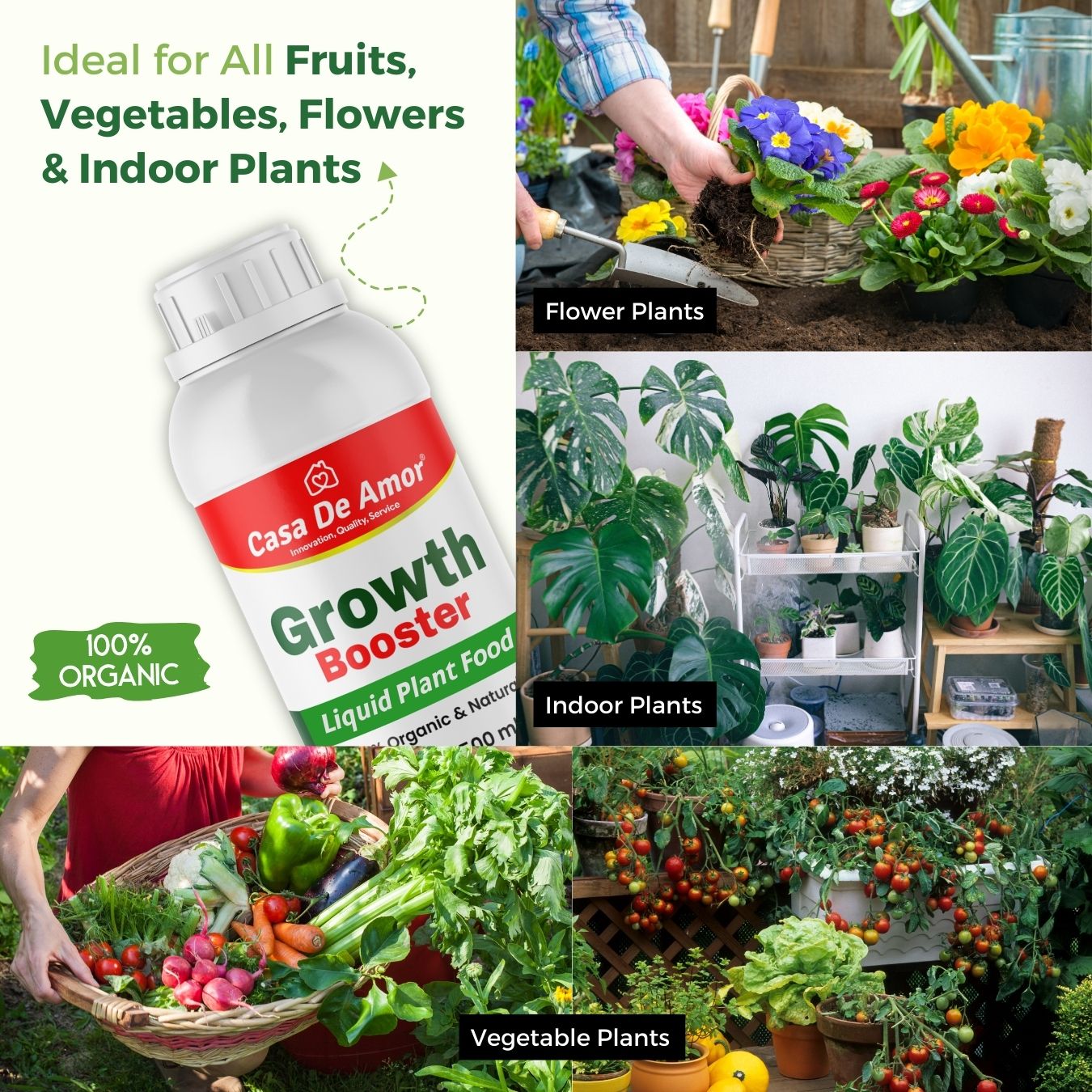 Casa De Amor Growth Booster Liquid Bio-Fertilizer for All Plants, Perfect to Use On Indoor/Outdoor Plants