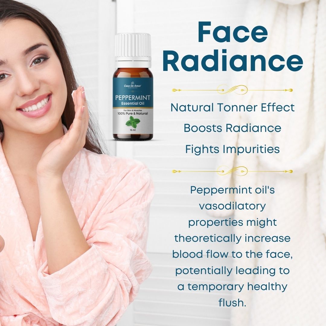 Casa De Amor Peppermint Oil,Natural Ideal For Use In Aromatherapy For Skin & Muscles-15 ml