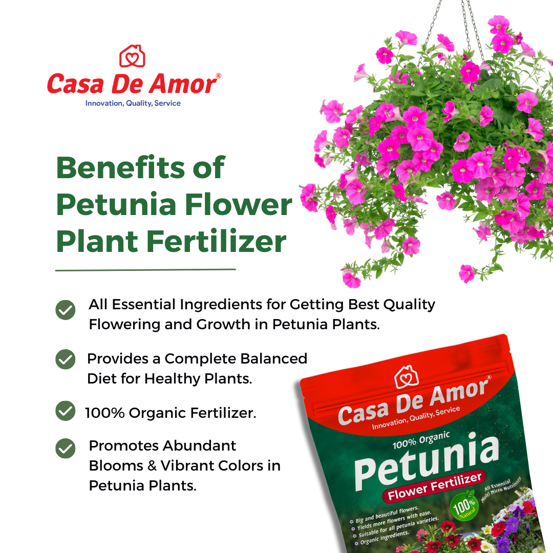 Casa De Amor Organic Petunia Flower Plant Fertilizer for Lush Blooms and Vibrant Colors (900 gm)