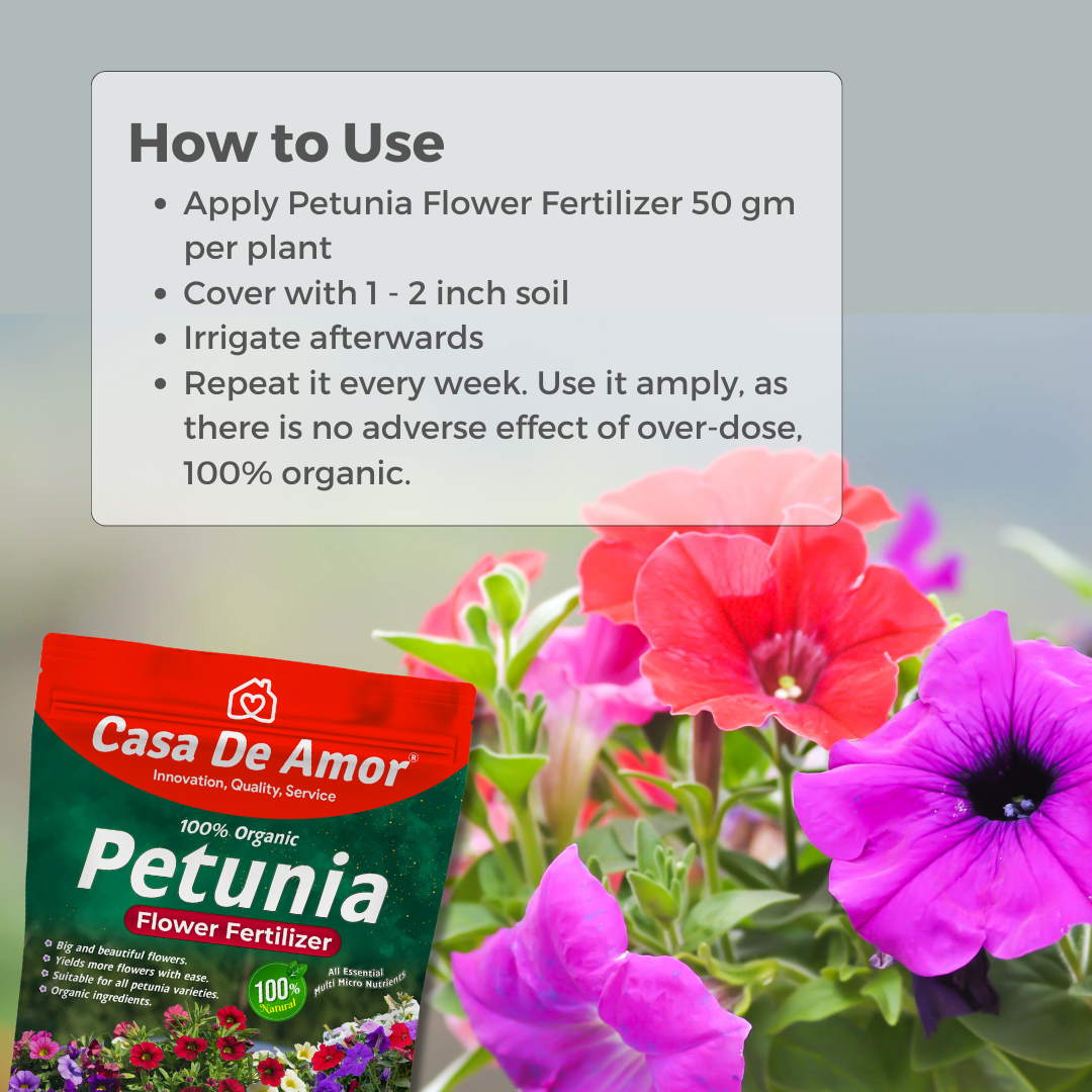 Casa De Amor Organic Petunia Flower Plant Fertilizer for Lush Blooms and Vibrant Colors (900 gm)