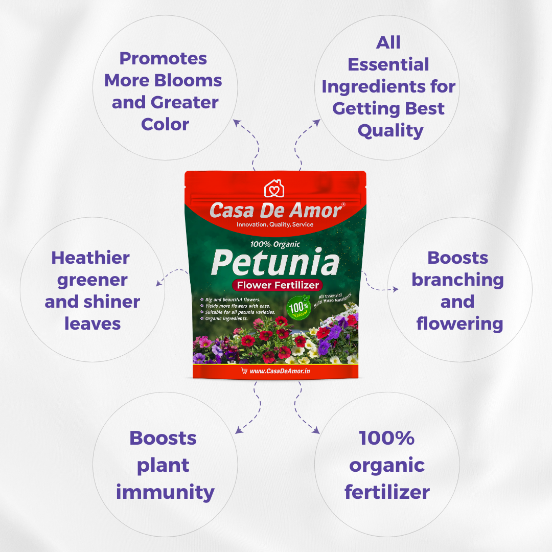 Casa De Amor Organic Petunia Flower Plant Fertilizer for Lush Blooms and Vibrant Colors (900 gm)