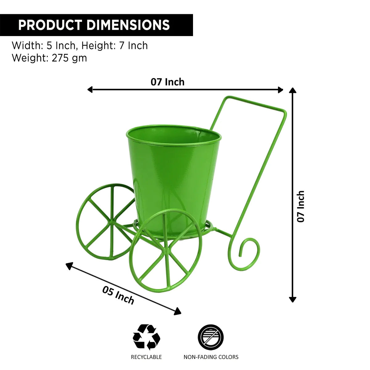 Casa De Amor Table Top Metal Planter on Wheel | Living Room Decor | Flower Pot Stand for Office Decor